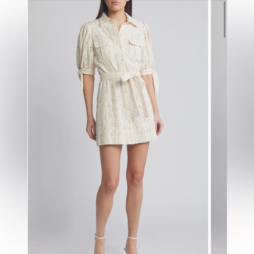 En Saison Cream Eyelet Shirt Dress